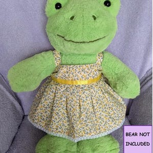 Handmade Cream Floral Dress for 15inch Build-a-Bear, Yellow Ribbon, Lace Trim