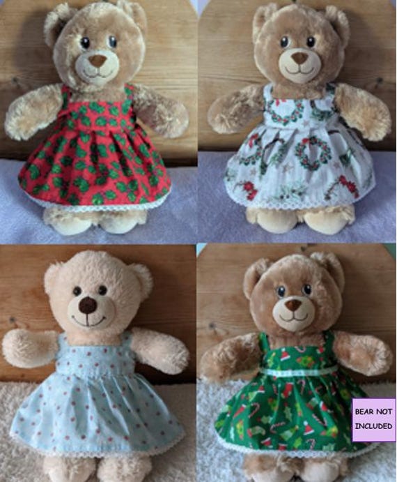 build a bear christmas dress Handmade Print With Lace, Fits 15 Inch Build-a-bear Bear bear with soft Color:Dark Gingerbread bear Recycled Nylon Little black dress 🖤