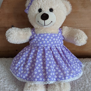 Handmade Lilac Flowers Print Strappy Summer Dress With Lace Decoration and Matching Hair / Ear Bow for 15inch (build a Bear) Size. - Etsy Handmade Lilac Flowers Print Strappy Summer Dress With Lace Decoration and Matching Hair / Ear Bow for 15inch (build a Bear) Size. - Etsy