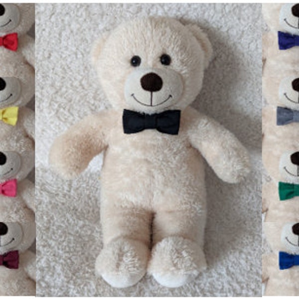 Handmade Cotton Bowtie to fit Build a bear size - Black, Red, Yellow, Pink, Green, Blue, Purple, Grey and Burgundy