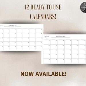 12 Editable Canva Availability Calendars (Jan-Dec) image 1