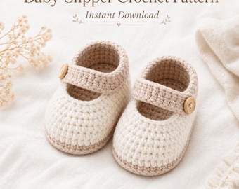 Haakpatroon baby Mary Jane-slofjes | Klassieke pasgeboren pantoffels (pdf-download)