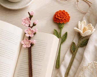 Bladwijzerpatroon gehaakt bloemen pdf | Kersenbloesem, goudsbloemmotieven (directe download)