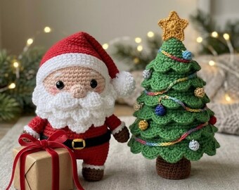 Haakpatroon mini kerstman, kerstboom-pdf, amigurumi-feestdecoratie (digitale download)