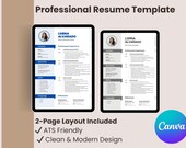 Minimalist Editable Resume Template for Canva with Photo + Cover Letter, 1-Page & 2-Page Professional CV.
