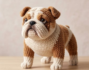 Realistisch haakpatroon bulldog, pdf amigurumi-hond, doe-het-zelfknuffel (direct downloaden)