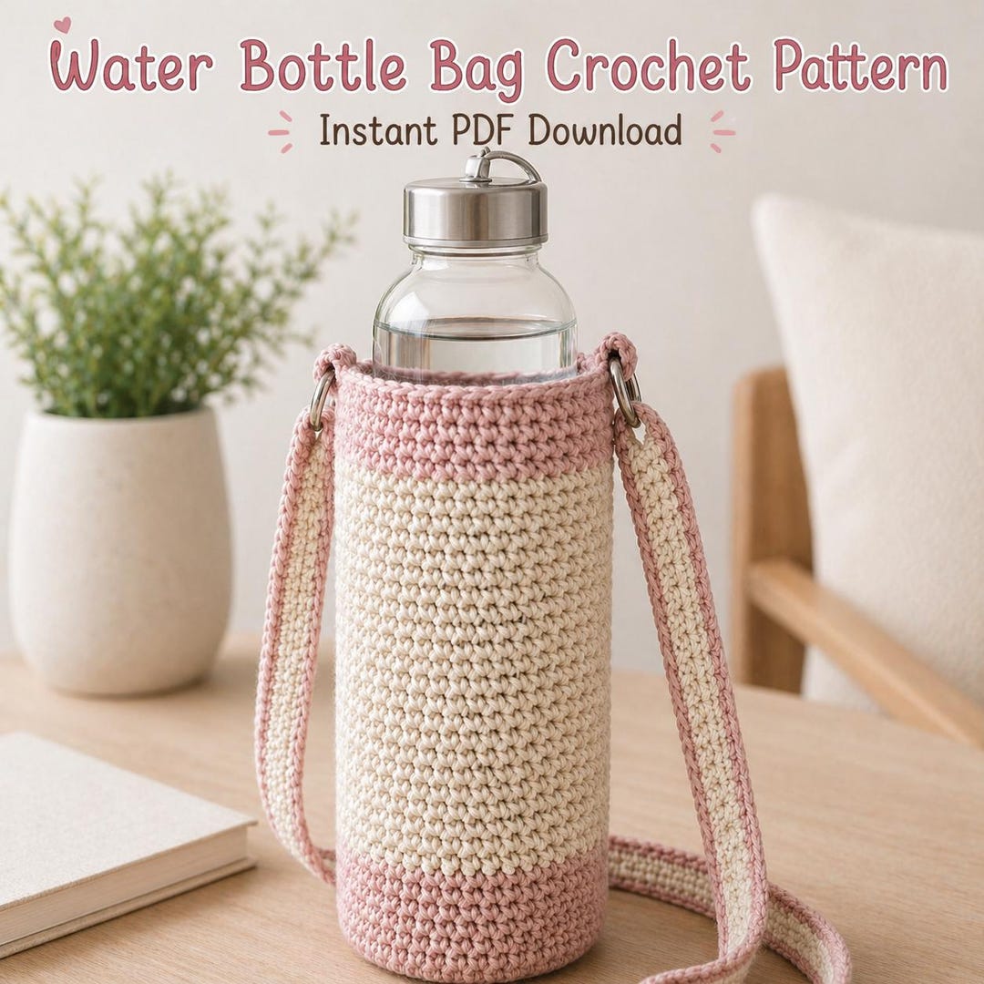 Crochet Water Bottle Bag Pattern, Drink Carrier Sling Holder (PDF ...