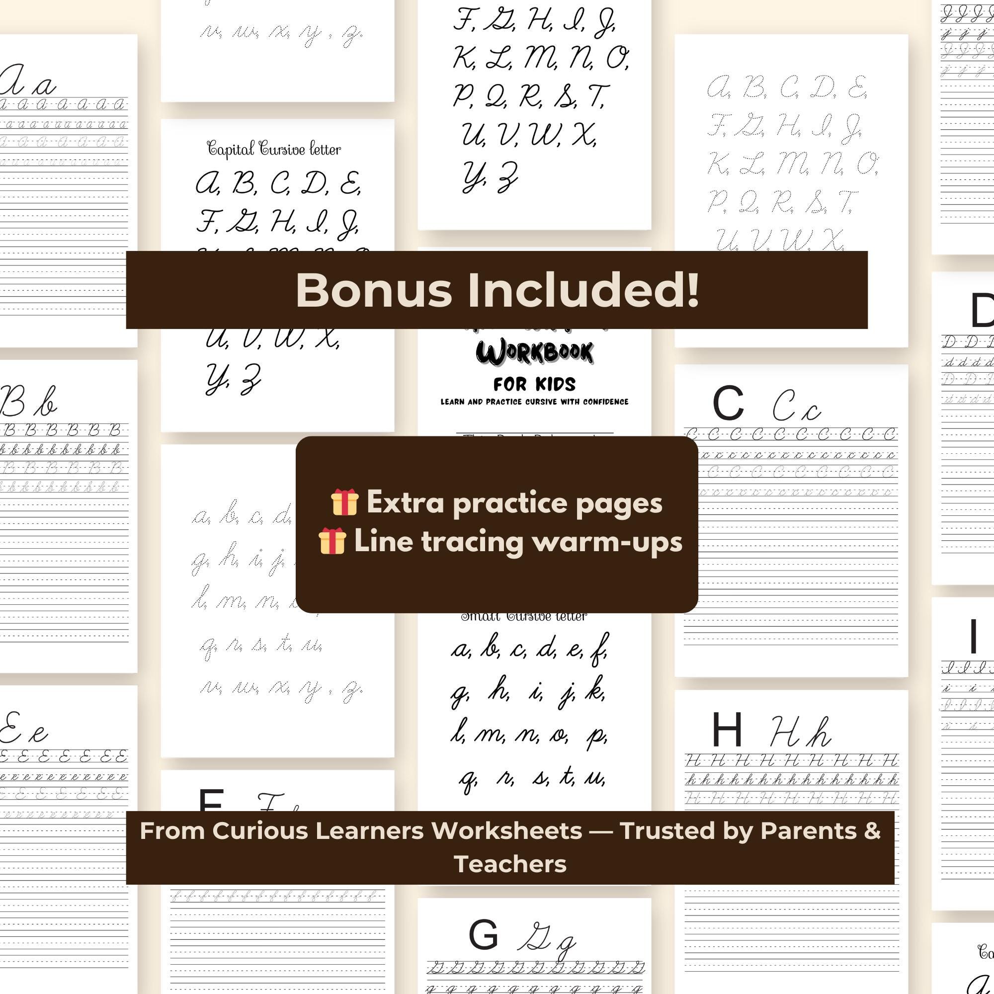 Cursive Handwriting Workbook, 120 Pages Writing Practice Ages 3–7 ...