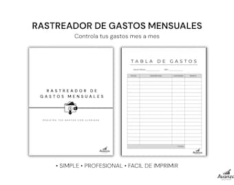 Rastreador de Gastos Mensuales | Planificador de Presupuesto Personal | Control de Gastos Digital