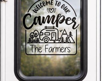 Welcome To Our Camper Decal | Personalized RV Door Window Sticker