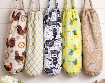 Grocery Bag Holder, Hanging Plastic Bag Organizer for Kitchen