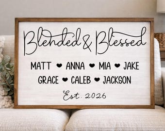 Blended and Blesses Wood Sign Personalized