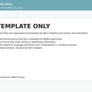 Może przedstawiać: Cyfrowy szablon z napisem "TEMPLATE ONLY" pogrubionymi czarnymi literami. Szablon zapewnia narzędzia organizacyjne do gromadzenia danych i dokumentacji sesji. Dodatkowy tekst wyjaśnia cel i ograniczenia szablonu.