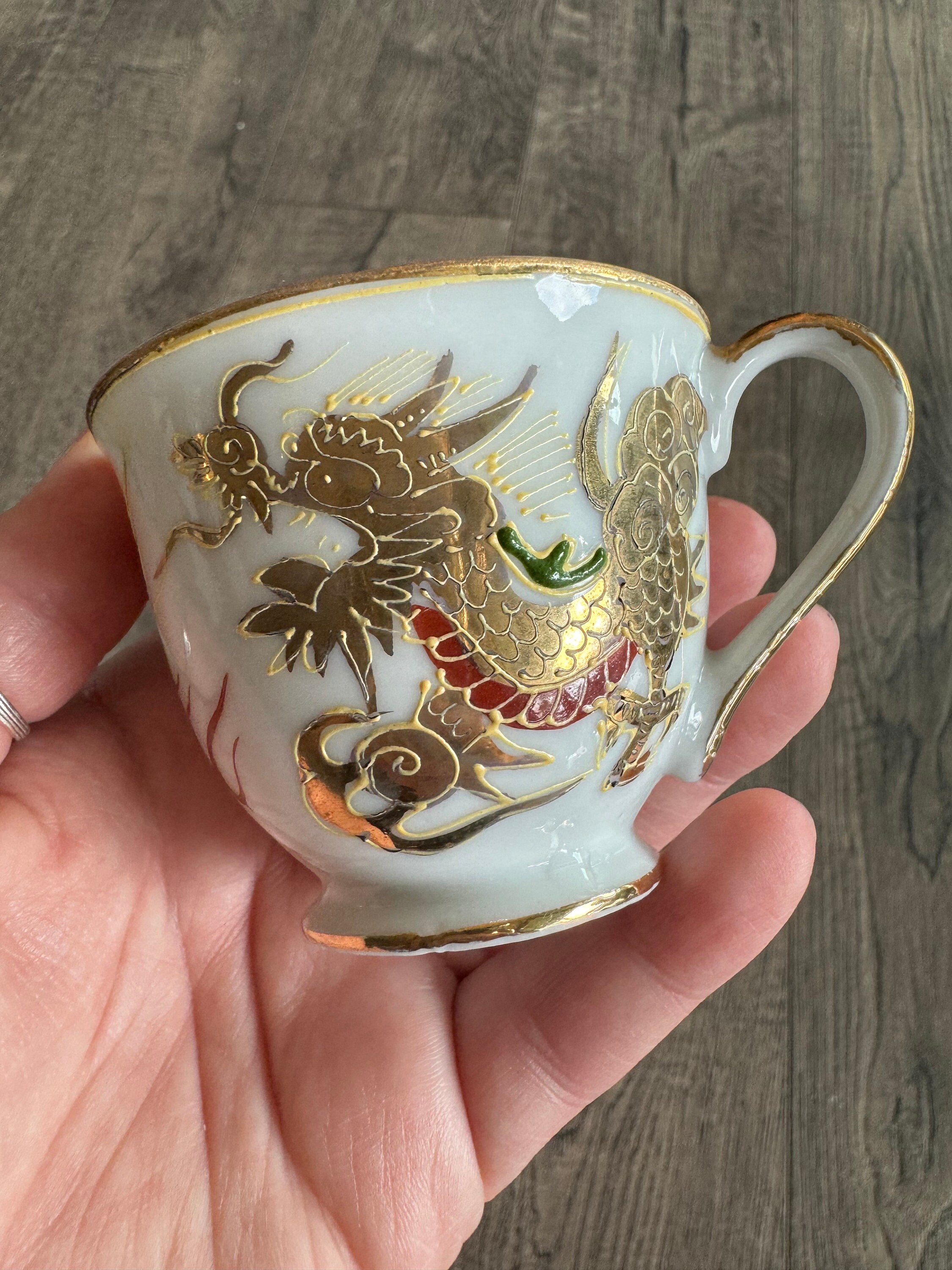Hand Painted Sun Ray China 231, Japanese Dragon Teacup and
