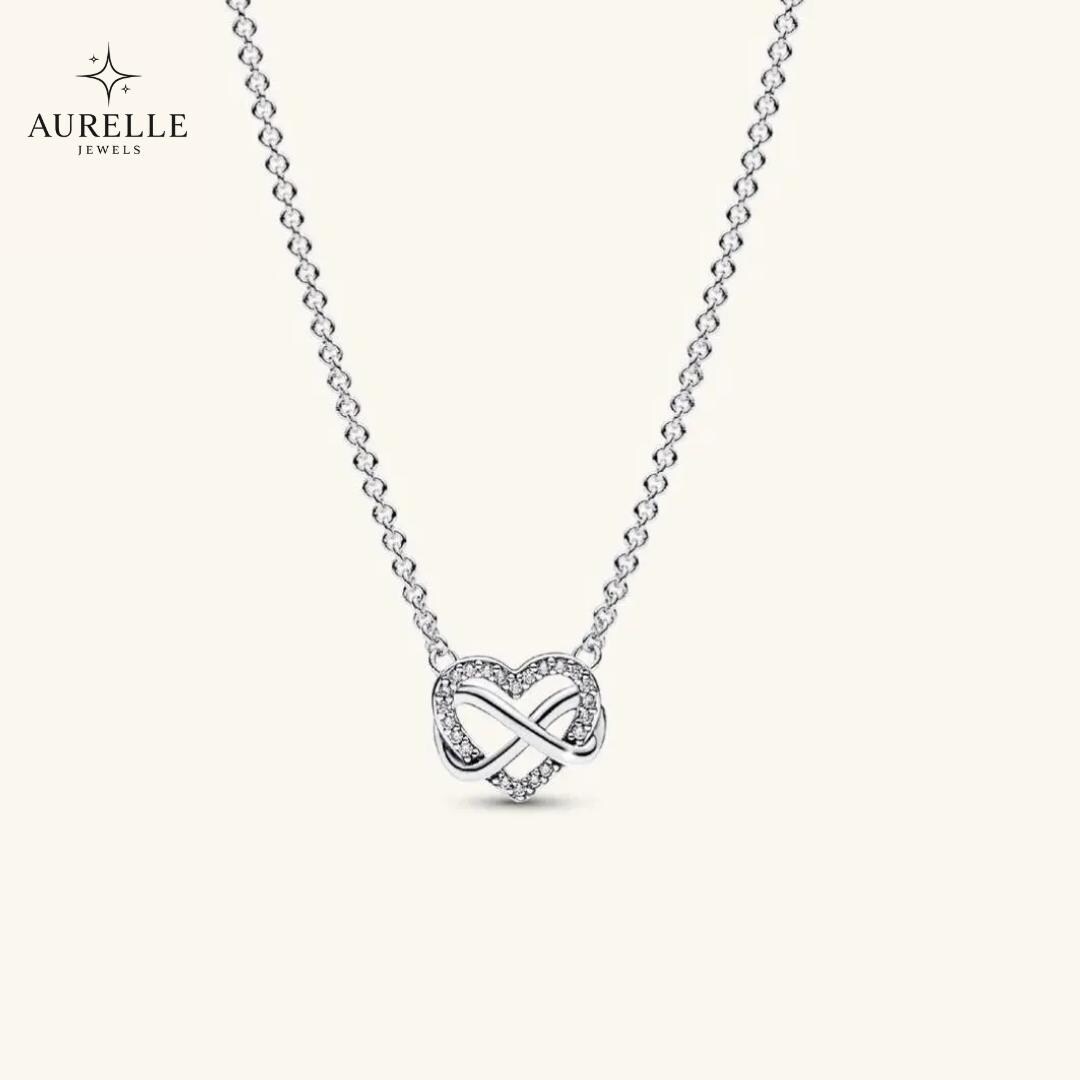 Pandora Sparkling Infinity Heart Necklace • Sterling Silver • Gift