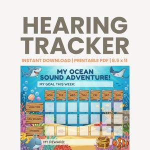 Ocean Hearing Tracker | Cochlear Implant & Hearing Aid, Kids Reward Chart (Printable PDF)