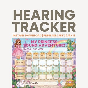 Princess Hearing Tracker | Cochlear Implant & Hearing Aid, Kids Reward Chart (Printable PDF)