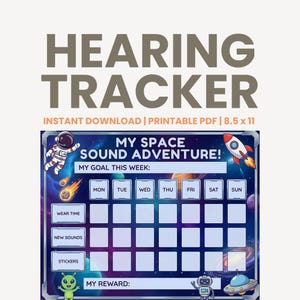 Space Hearing Tracker | Cochlear Implant & Hearing Aid, Kids Reward Chart (Printable PDF)