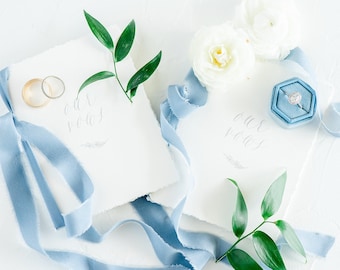 Hand Torn Wedding Vow Books with Silk Ribbon, Vow Booklet, Our Vows, Personalized vows, Bridal Shower Gift, Wedding Gift - Personalized