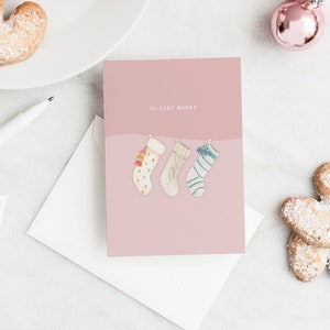 So Sehr Merry Holiday Strickstrumpf Grußkarte, Weihnachtskarte, Boutique Geschenkverpackung, Aquarell Briefpapier, Schreibtisch Briefpapier, Geschenkidee