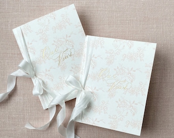 Blush Toile Wedding Vow Books, Gold Foil Vow Books, Pink + White Vow Books, Our Vows, Silk Ribbon, Bridal Shower Gift, Engaged, Wedding Gift