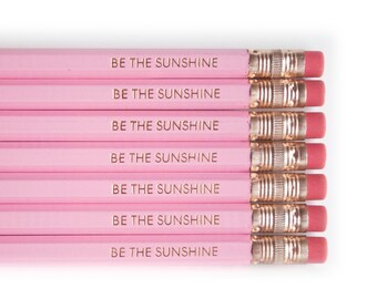 Be the Sunshine Inspirational Pencil Set, Write On, Good Vibes, Coastal Stationery, Back to School, Gift for Her, Stocking Stuffer