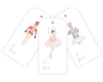 Nutcracker Assorted gift tags - Holiday Gift Tags, Christmas Wrapping Paper, Boutique Gift Wrap, Watercolor Stationery, Nutcracker Christmas