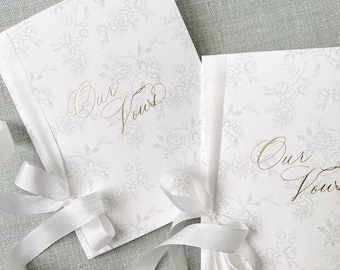 Blue Toile Wedding Vow Books, Gold Foil Vow Books, Blue + White Vow Books, Our Vows, Silk Ribbon, Bridal Shower Gift, Engaged, Anniversary