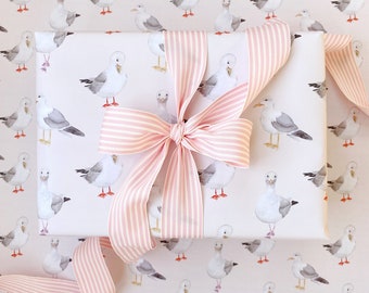 Watercolor Seagull Gift Wrap, Seagull Wrapping Paper, Coastal Gift Wrap, Coastal Inspired Wrapping Paper, Birthday Wrapping Paper, Gift Wrap