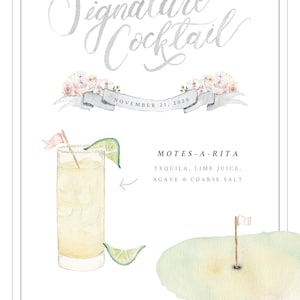 Custom Watercolor Signature Drink Signs, Watercolor Signature Cocktail Art Print, Wedding Bar Signs, Watercolor Cocktails, Wedding Cocktails