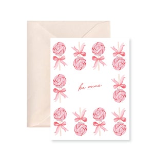 Be Mine Lollipop Greeting Card, Watercolor Lollipop, Lollipop Art, Lollipop Card, Anniversary Card, Love Card, Valentine&#39;s Card