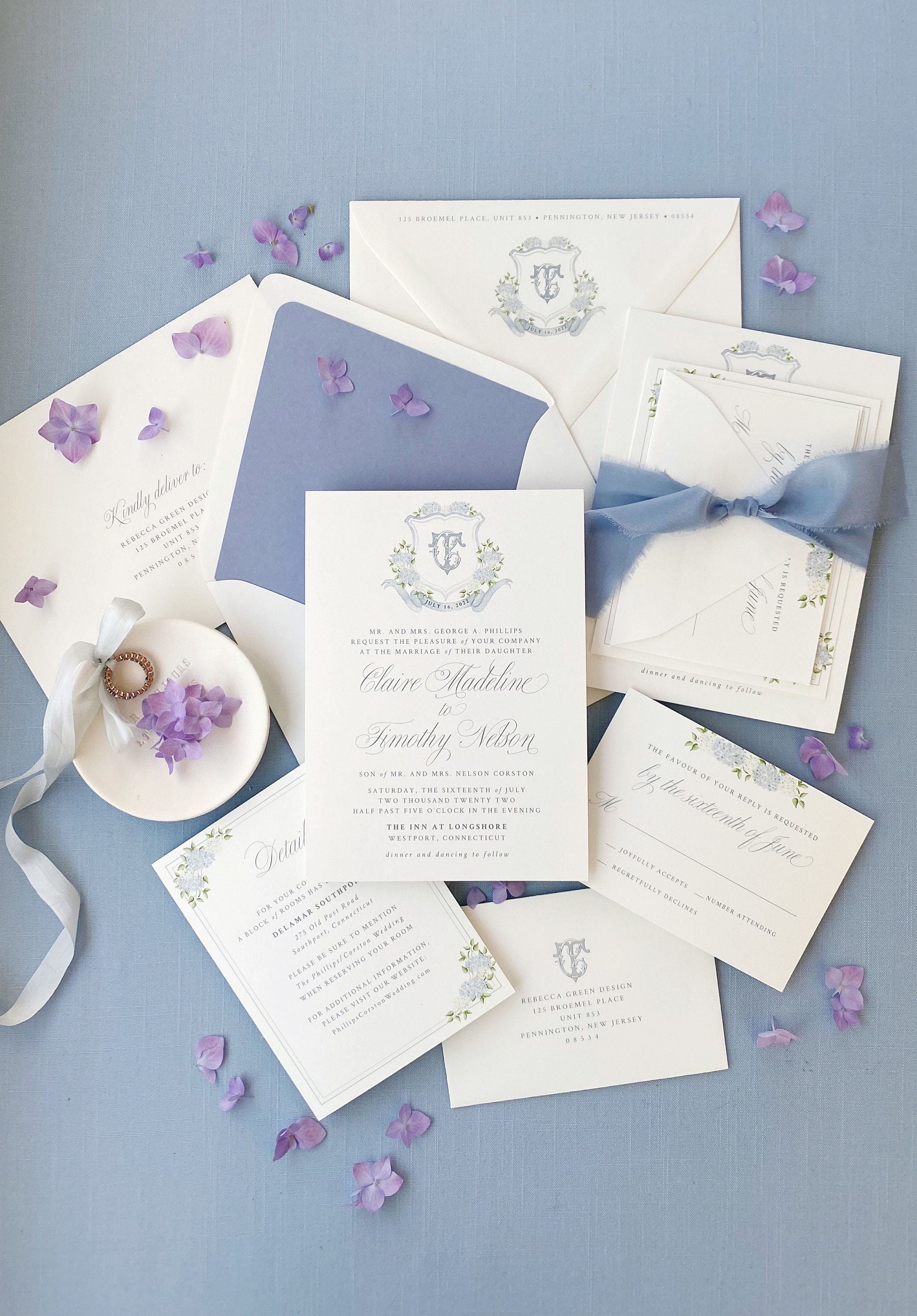 The Claire Watercolor Wedding Invitation Suite Blue and White - Etsy