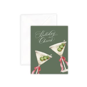 Cartão de felicitações de Martini para o feriado, quebra-nozes em aquarela, cartão de Natal, papel de embrulho de presente de boutique, papelaria em aquarela, papelaria de mesa