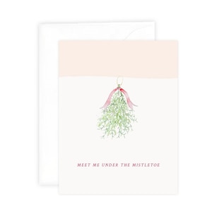 Meet Me Under the Mistletoe Holiday Greeting Card, Christmas Card, Boutique Gift Wrap, Watercolor Stationery, Desk Stationery, Gift Idea