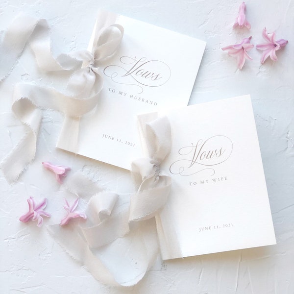 Wedding Vow Books, Vow Booklet, Our Vows, Personalized Vows, Silk Ribbon, Bridal Shower Gift, Engaged, Wedding Gift - Personalized gift