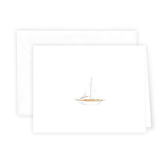 Sailboat Watercolor Notecard Set, Watercolor Stationery, Coastal Stationery, New England Style, Baby Shower Thank You Card, Stocking Stuffer