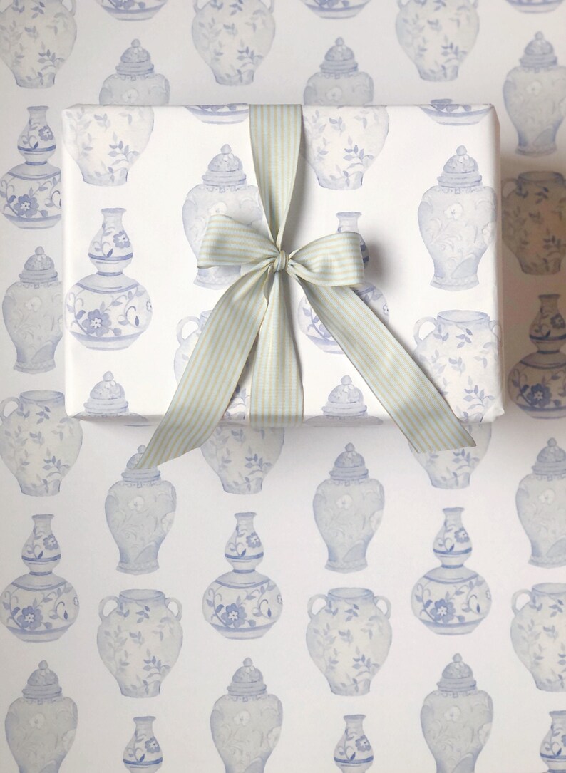 Ginger Jar Wrapping Paper Watercolor Chinoiserie Gift Wrap Etsy