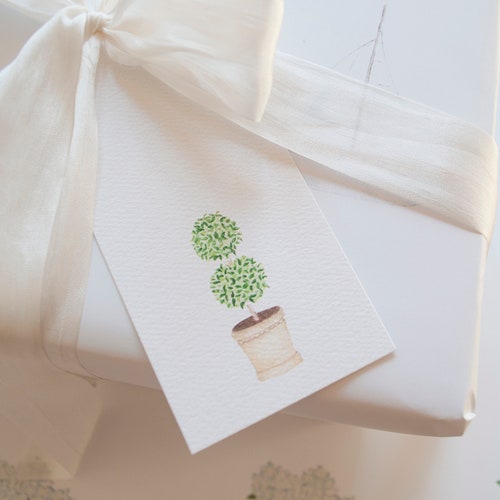 Watercolor Gingham Check Gift Tag