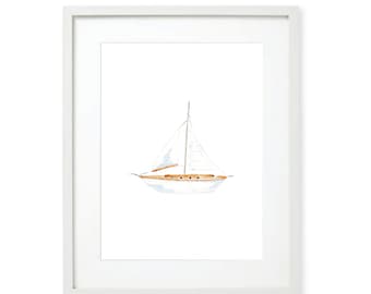 Sailboat Watercolor Art Print, Watercolor Painting, Watercolor Nursery Decor. Sailboat Painting, Playroom Art Print, Boy Nursery Print