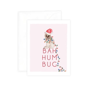 Bah Hum Bug Grumpy Cat Biglietto di auguri, Gatto acquerello, Cartolina di Natale, Confezione regalo boutique, Cancelleria acquerello, Cancelleria da scrivania