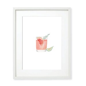 Grapefruit Paloma Watercolor Art Print, Cocktail Watercolor Art Print, Watercolor Cocktails