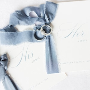 Wedding Vow Books, Vow Booklet, Dusty Blue Silk Ribbon, Our Vows, Personalized Vows, Bridal Shower Gift, Engaged, Wedding Gift -Personalized