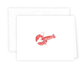 Lobster Watercolor Notecard Set, Watercolor Stationery, Coastal Stationery, New England Style, Gift for Her, Stocking Stuffer
