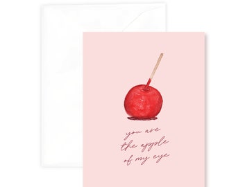 You Are the Apple of my Eye Greeting Card, Watercolor Coated Apple, Apple Art, Apple Card, Anniversary Card, Love Card, Valentine's Card