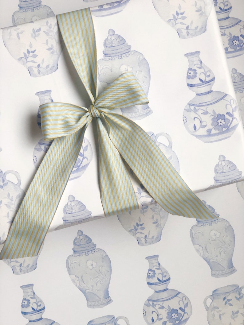 Ginger Jar Wrapping Paper Watercolor Chinoiserie Gift Wrap Etsy