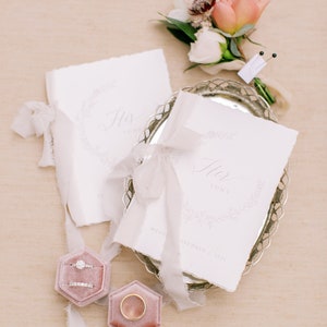 Wedding Vow Books, Vow Booklet, Hand Torn, Silk Ribbon, Our Vows, Personalized Vows, Bridal Shower Gift, Wedding Gift - Personalized