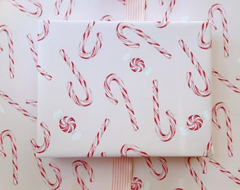 Wrapping Paper: Candy Cane Watercolor Gift Wrap {Holiday Gifting, Colorful Nostalgic Christmas}