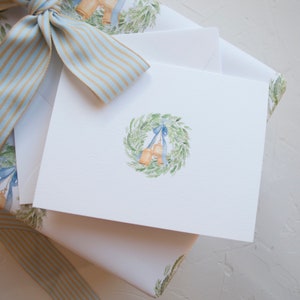 Ensemble de notecard de couronne de vacances, cloches de vacances, carte de Noël, cadeau d’hôtesse pour elle, papeterie d’aquarelle, papeterie de bureau, idée de cadeau