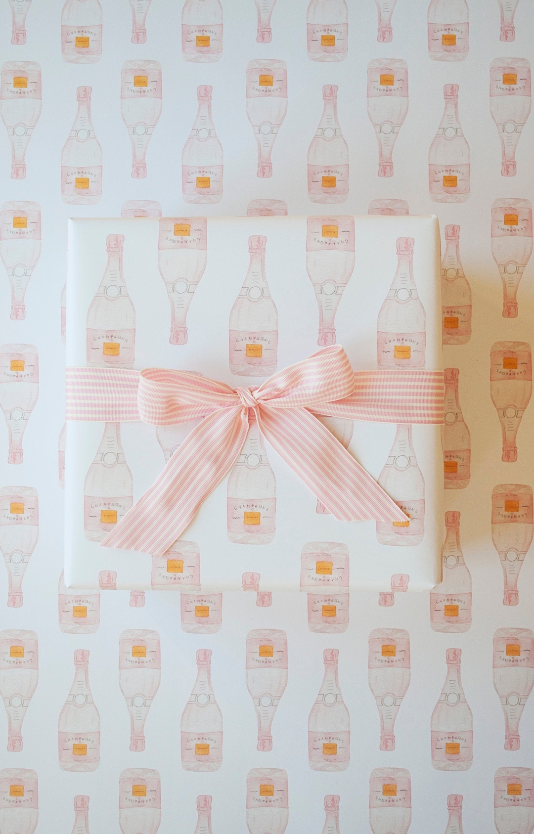Rosé Champagne Gift Wrap, Summer Champagne Wrapping Paper, Watercolor