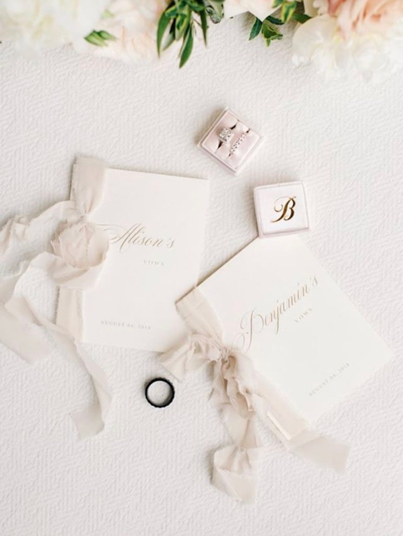 Wedding Vow Books, Vow Booklet, Our Vows, Personalized Vows, Silk Ribbon, Bridal Shower Gift, Engaged, Wedding Gift - Personalized gift
